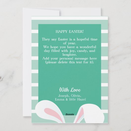 "Happy Easter" Custom Photo Easter Bunny Ears Feestdagenkaart (Achterkant)