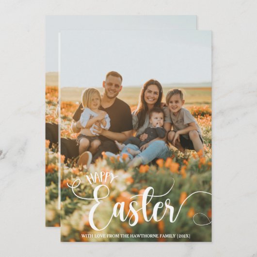 "Happy Easter" Custom Photo moderne chique belette Feestdagenkaart (Voorkant / Achterkant)