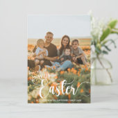 "Happy Easter" Custom Photo moderne chique belette Feestdagenkaart (Staand voorkant)