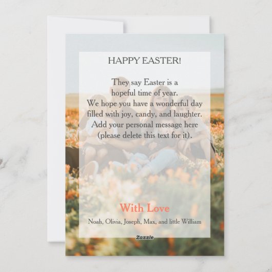 "Happy Easter" Custom Photo moderne chique belette Feestdagenkaart (Achterkant)