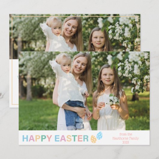 "Happy Easter" Custom Photo moderne pastel Feestdagenkaart (Voorkant / Achterkant)