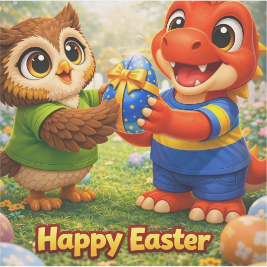 Happy Easter custom vinyl sticker (Voorkant)