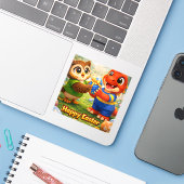 Happy Easter custom vinyl sticker (Laptop met iPhone)