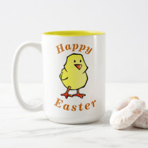"Happy EASTER" Cute Baby Chick & Burnt Oranje teks