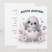 Happy Easter Cute Baby Chick Hatching Egg Spring Feestdagenkaart (Voorkant / Achterkant)
