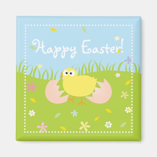 Happy Easter Cute Baby Chick Magneet (Voorkant)