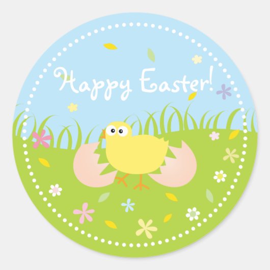 Happy Easter Cute Baby Chick Ronde Sticker (Voorkant)