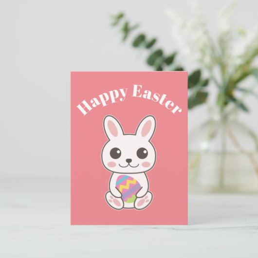 Happy Easter Cute Bunny Briefkaart (Staand voorkant)