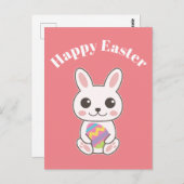 Happy Easter Cute Bunny Briefkaart (Voorkant / Achterkant)