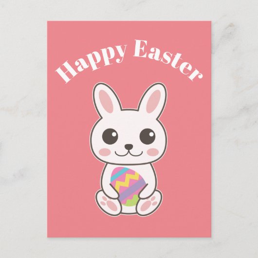 Happy Easter Cute Bunny Briefkaart (Voorkant)