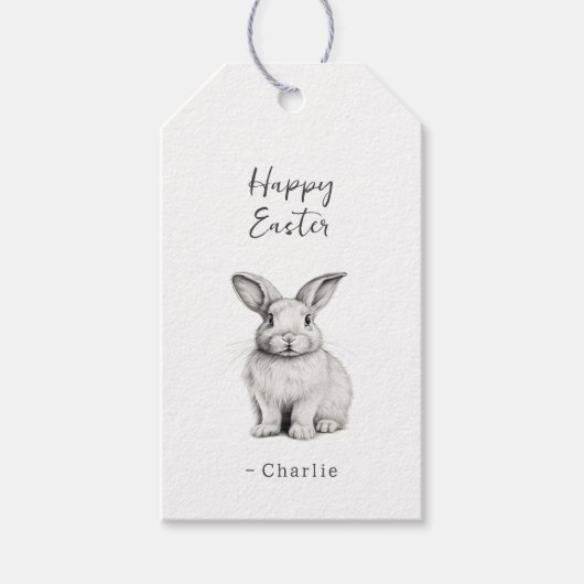 Happy Easter Cute Bunny Cadeaulabel (Voorkant)