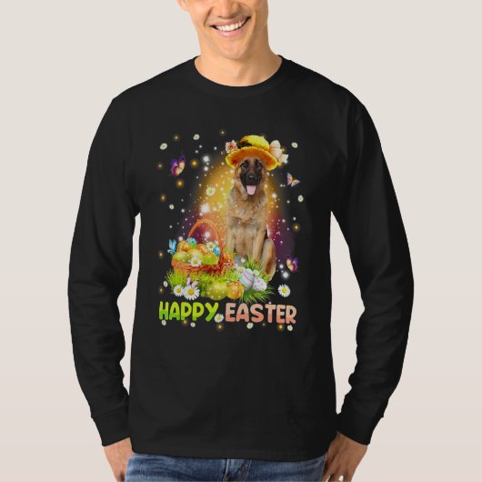 Happy Easter Cute Bunny Dog German Shepherd Eggs B T-shirt (Voorkant)
