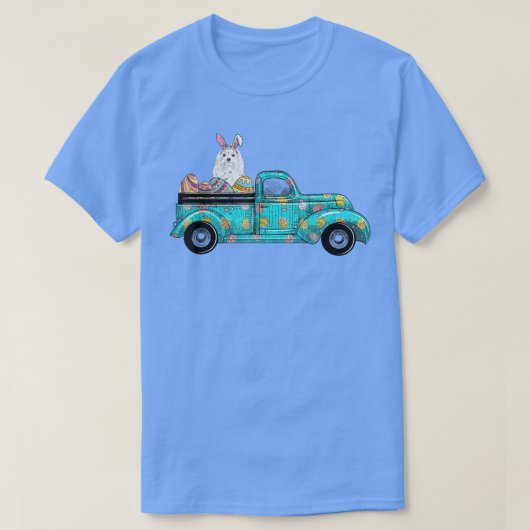 Happy Easter Cute Bunny Dog Maltese eieren Old Tru T-shirt (Design voorkant)