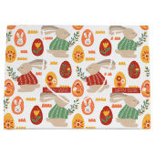 Happy Easter Cute Bunny Eggs Spring Flowers Groot Cadeauzakje (Voorkant)