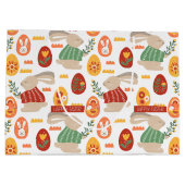 Happy Easter Cute Bunny Eggs Spring Flowers Groot Cadeauzakje (Achterkant)