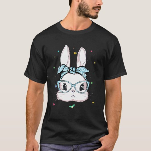 Happy Easter Cute Bunny Face Leopard Headband Glas T-shirt (Voorkant)