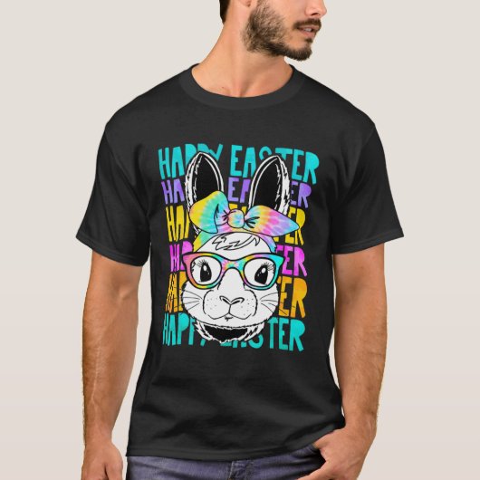 Happy Easter Cute Bunny Face Tie Dye Glasses Easte T-shirt (Voorkant)