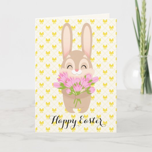 Happy Easter Cute Bunny Feestdagen Kaart (Voorkant)