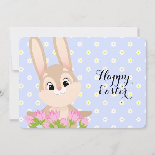 Happy Easter Cute Bunny Feestdagenkaart (Voorkant)