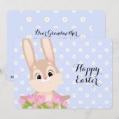 Happy Easter Cute Bunny Feestdagenkaart (Voorkant / Achterkant)