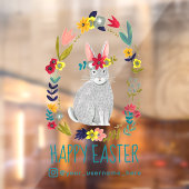 Happy Easter Cute Bunny Floral Raamsticker (Vel 2)
