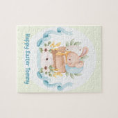 Happy Easter Cute Bunny gepersonaliseerd Jigzaag P Legpuzzel (Horizontaal)