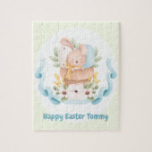 Happy Easter Cute Bunny gepersonaliseerd Jigzaag P Legpuzzel (Verticaal)