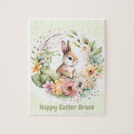 Happy Easter Cute Bunny gepersonaliseerd Jigzaag P Legpuzzel