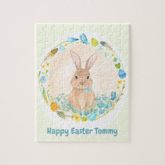 Happy Easter Cute Bunny gepersonaliseerd Legpuzzel (Verticaal)