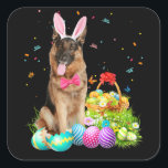 Happy Easter Cute Bunny German Shepherd Eggs Vierkante Sticker<br><div class="desc">Happy Easter Cute Bunny German Shepherd Eggs</div>