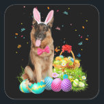 Happy Easter Cute Bunny German Shepherd Eggs Vierkante Sticker<br><div class="desc">Happy Easter Cute Bunny German Shepherd Eggs</div>