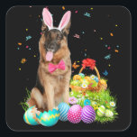 Happy Easter Cute Bunny German Shepherd Eggs Vierkante Sticker<br><div class="desc">Happy Easter Cute Bunny German Shepherd Eggs</div>