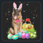 Happy Easter Cute Bunny German Shepherd Eggs Vierkante Sticker<br><div class="desc">Happy Easter Cute Bunny German Shepherd Eggs</div>