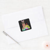 Happy Easter Cute Bunny German Shepherd Eggs Vierkante Sticker (Envelop)