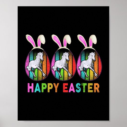 Happy Easter Cute Bunny Horse Farmer Lover Poster (Voorkant)