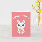 Happy Easter Cute Bunny Kaart (Gele Bloem)