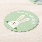 Happy Easter Cute Bunny Kartonnen Onderzetters (Gekanteld)