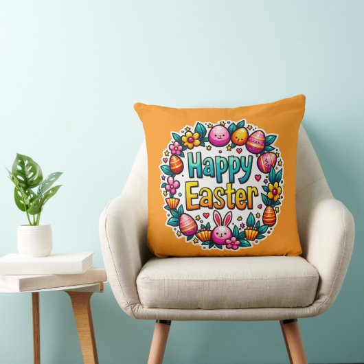 Happy Easter – Cute Bunny Lettering almofada Kussen (Stoel)
