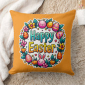 Happy Easter – Cute Bunny Lettering almofada Kussen (Deken)