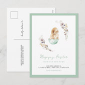 Happy Easter Cute Bunny New Home Aankondiging (Voorkant / Achterkant)