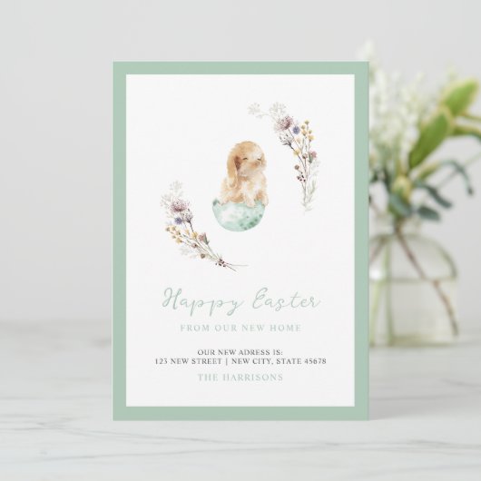 Happy Easter Cute Bunny New Home Aankondiging (Staand voorkant)