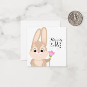 Happy Easter Cute Bunny Notitiekaartje (Voorkant / Achterkant in situ)