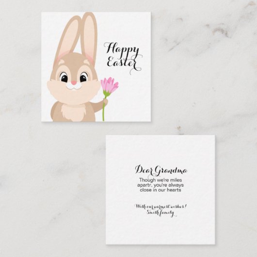 Happy Easter Cute Bunny Notitiekaartje (Voorkant / Achterkant)