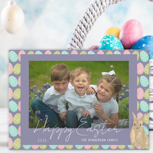 Happy Easter Cute Bunny Photo Feestdagenkaart