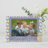 Happy Easter Cute Bunny Photo Feestdagenkaart (Staand voorkant)