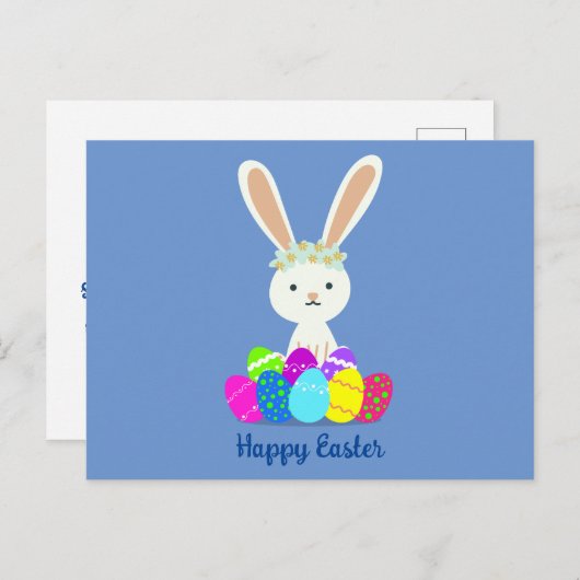 Happy Easter Cute Bunny Rabbit Briefkaart (Voorkant / Achterkant)