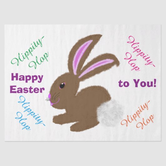 Happy Easter Cute Bunny Rabbit Greeting Tissuepapier (Voorkant)