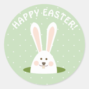 Happy Easter Cute Bunny Ronde Sticker