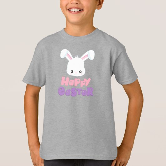 Happy Easter, Cute Bunny, White Bunny, Rabbit T-shirt (Voorkant)
