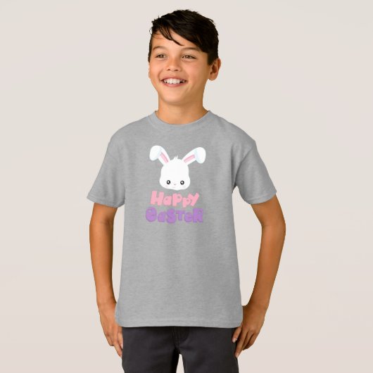 Happy Easter, Cute Bunny, White Bunny, Rabbit T-shirt (Voorkant volledig)